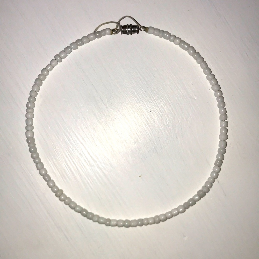 Handmade White Beaded Choker